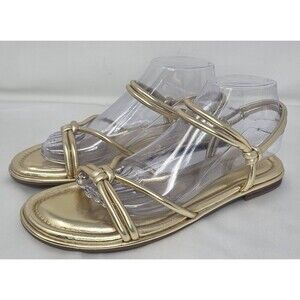 J. Crew Knotted Tubular Ankle Strap Sandals Light Gold Faux Leather Size 9
